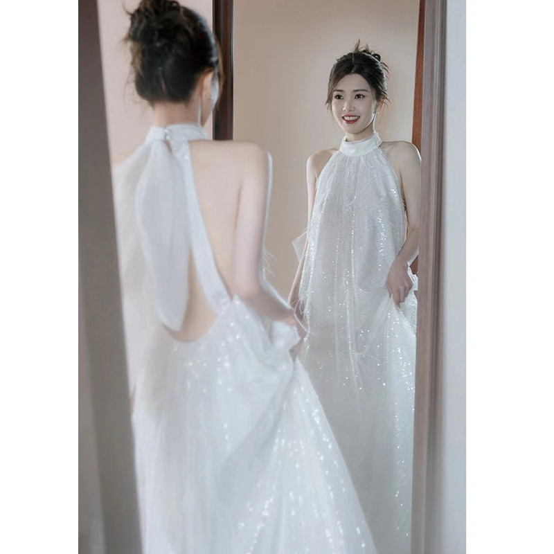 New Chinese style morning gown female Bride wedding morning dress High sense engagement dress niche light wedding dress Small