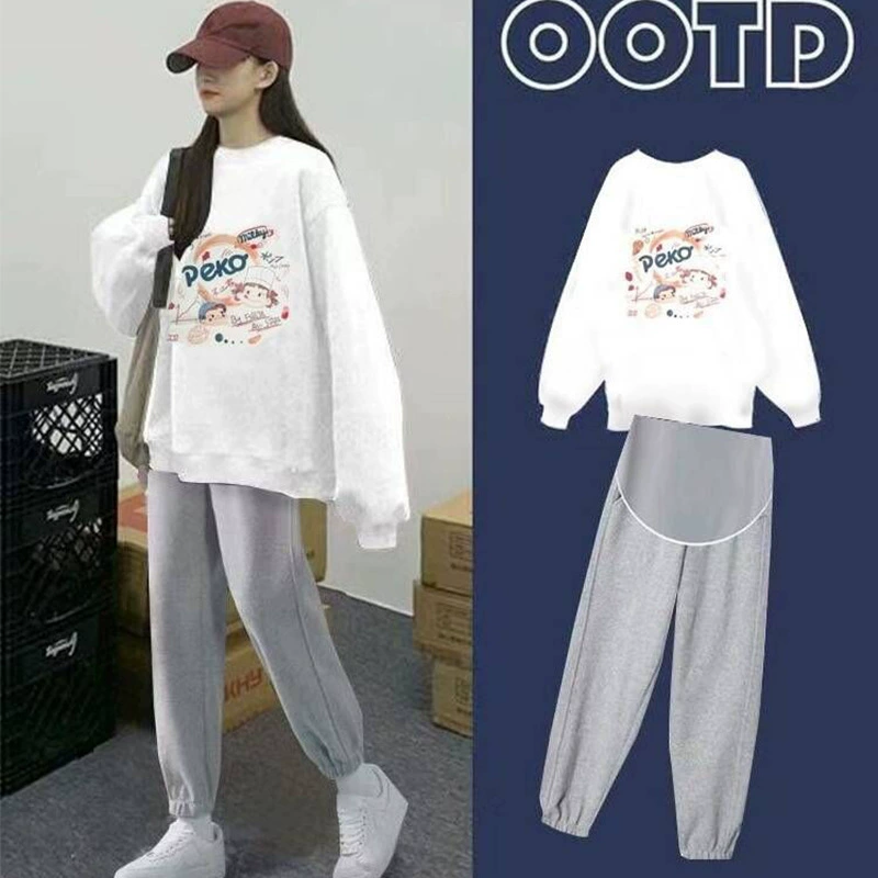 Осенне-зимний свитер для беременных, свободные брюки для беременных, свободные брюки для беременных, большие размеры, большие размеры, топ с длинными рукавами для беременных