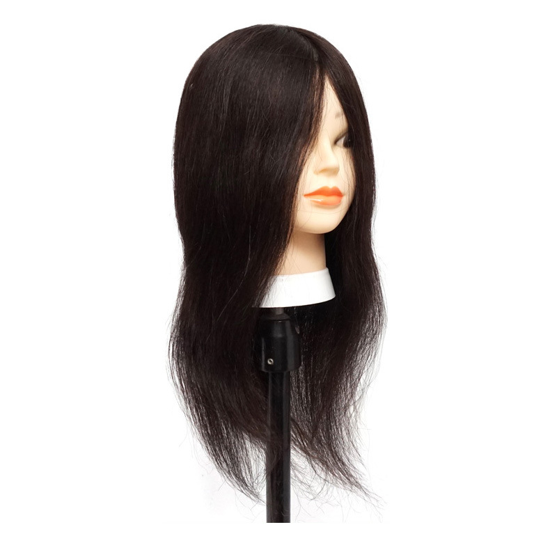 Maniquí de peluquería para práctica de corte de pelo para aprendices, modelo de cabello corto con cabello real, se puede peinar y teñir.