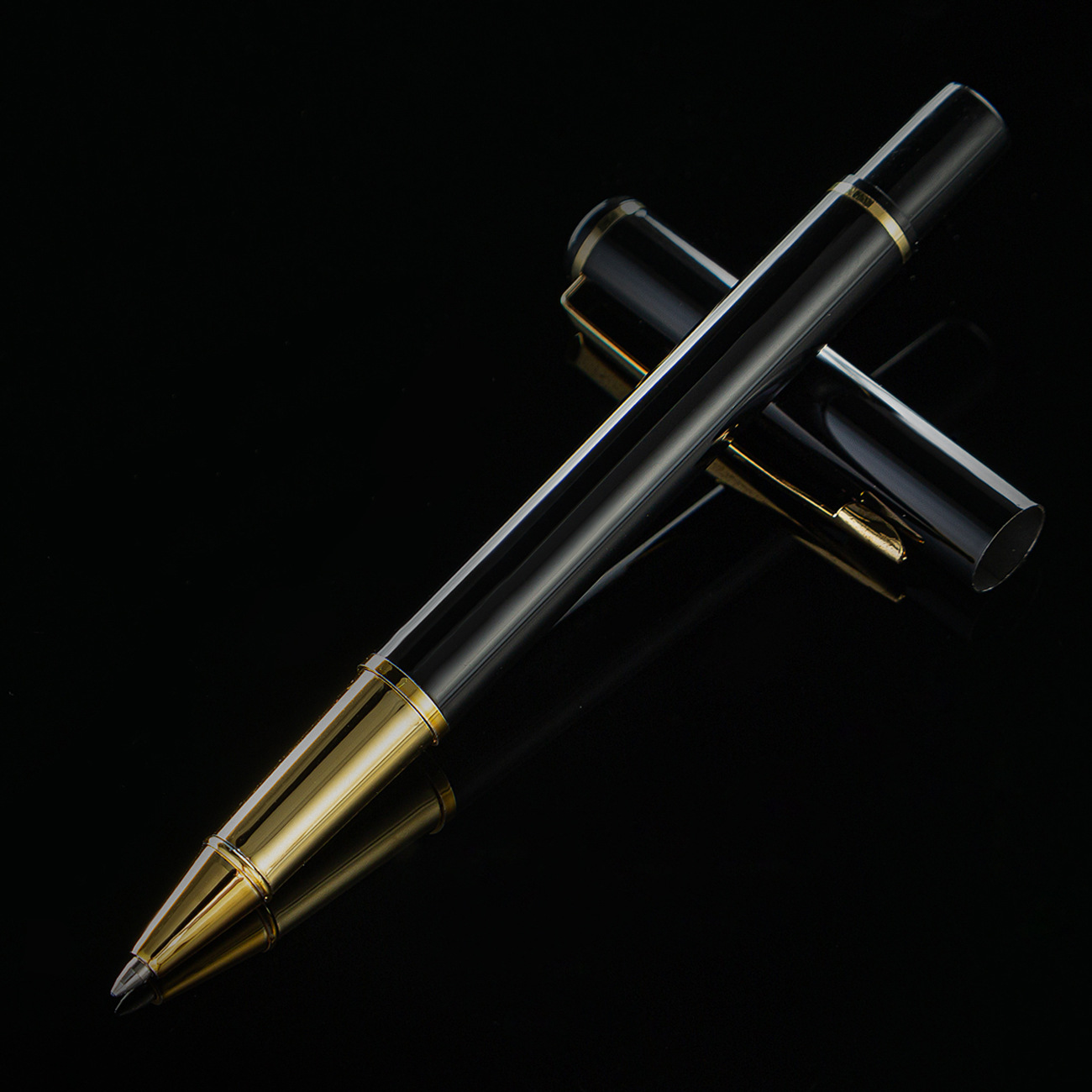 Pluma de firma de metal en stock pluma de regalo negro al por mayor de negocios pluma de gel imprimible logotipo Bolígrafo De Metal