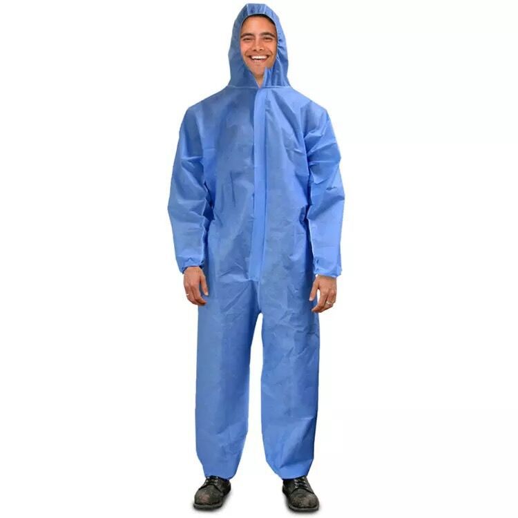 甘肃兰州天水加厚洁净一次性防护防尘服猪场连体服蓝色防护服