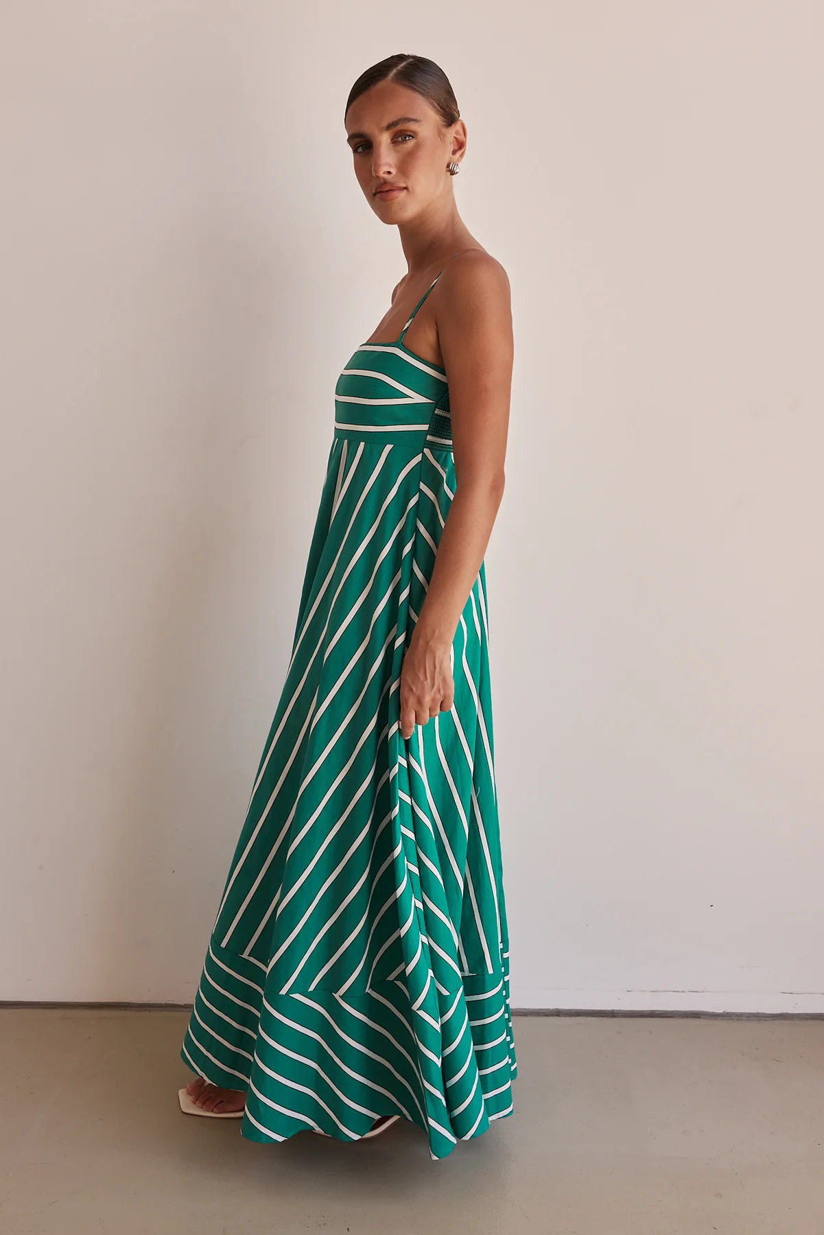 Simple Striped Spaghetti Straps Backless Swing Fresh Air Dress