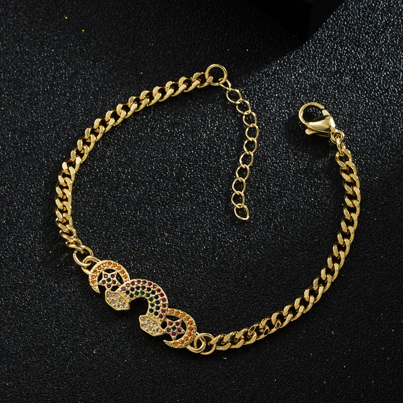 Модный радужный дизайн медная циркония в стиле хип-хоп, bracelet, аксессуар, европейский стиль, микро инкрустация