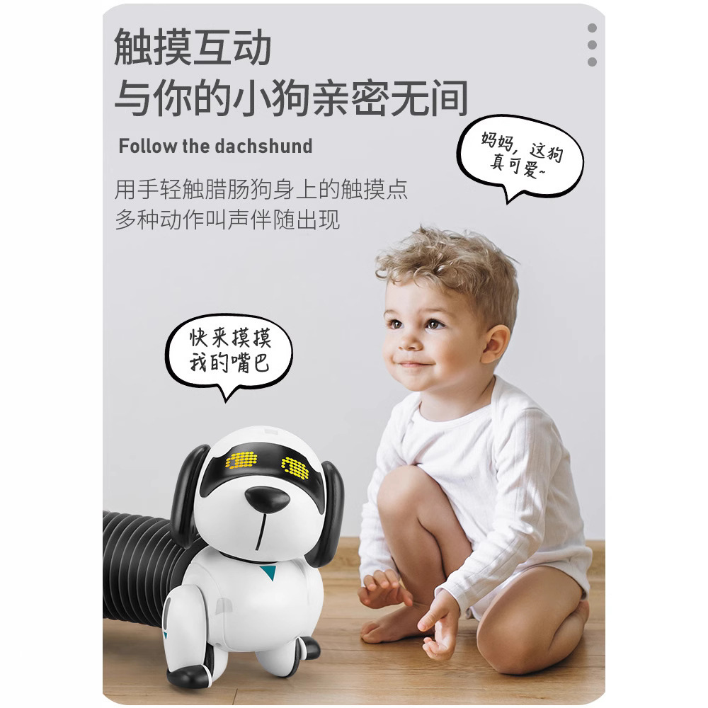 Seguimiento eléctrico de perro de salchicha inteligente robot de carga de control remoto puzzle mascota juguete perro niños regalos para niños y niñas