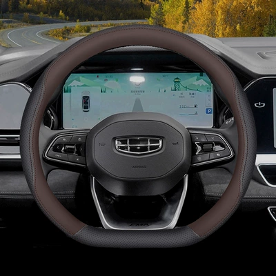 Steering wheel cover | Ultra-Thin Anti-Slip Hand-Sewn Car Interior - type-d-black-mocha-brown-geely-xingyue-l