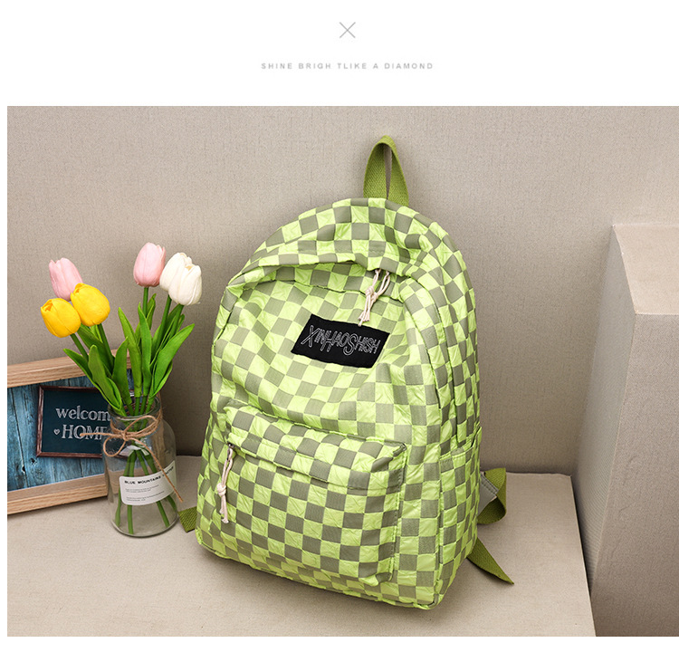 Korean ins artistic trend checkerboard checkered backpack, Japanese Harajuku style fresh and clean high school and junior high school student bag undefined