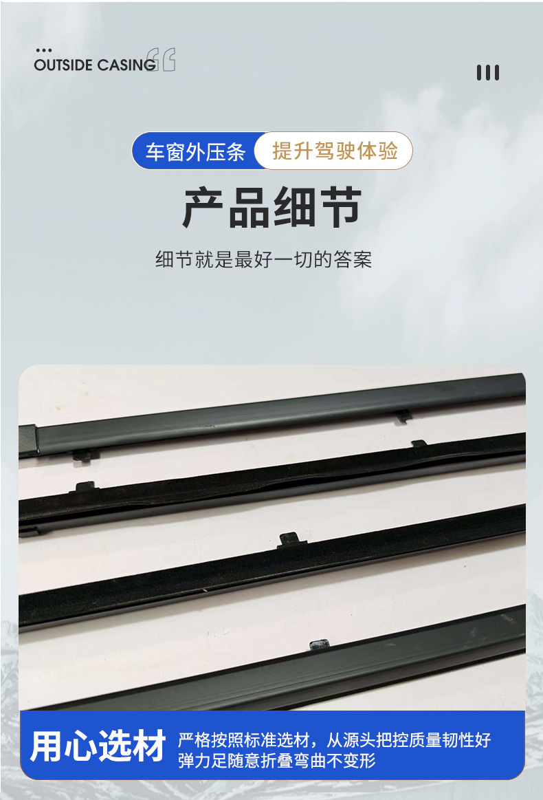 Suitable for Great Wall Pickup Truck Window Water Flow Strips, Exterior Water-Blocking Rubber Sealing Strips, Car Door and Window Glass Outer Trim Strips