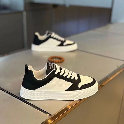 Men's Panda Color Spring Breathable Live Streaming Shoes, Casual Leather Shoes, White Shoes, Trendy Men's Shoes, Wholesale