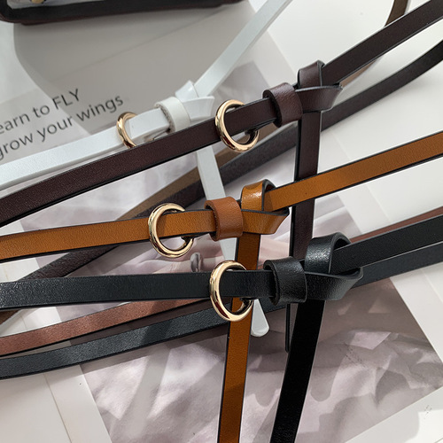 Women's thin leather belt, simple and versatile decorative dress, fashionable black with sweater, jacket, shirt and belt