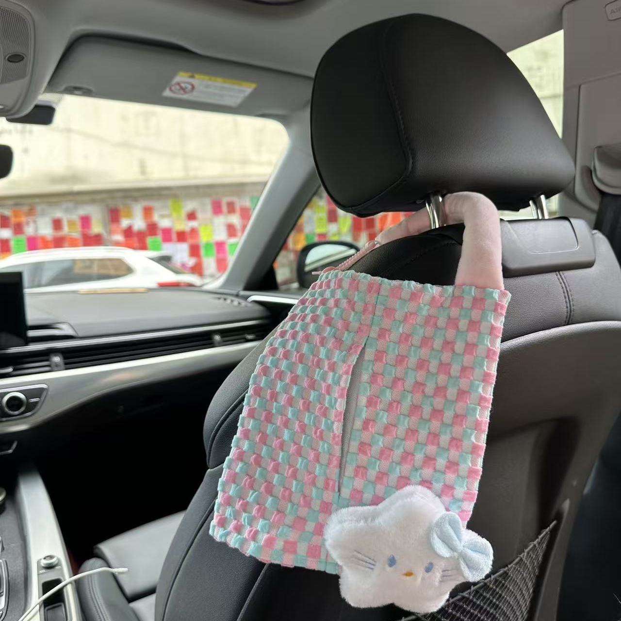 Car Tissue Box, Fabric Car Seat Back High-End Hanging Tissue Box, Creative Car and Home Dual-Use Tissue Bag Wholesale