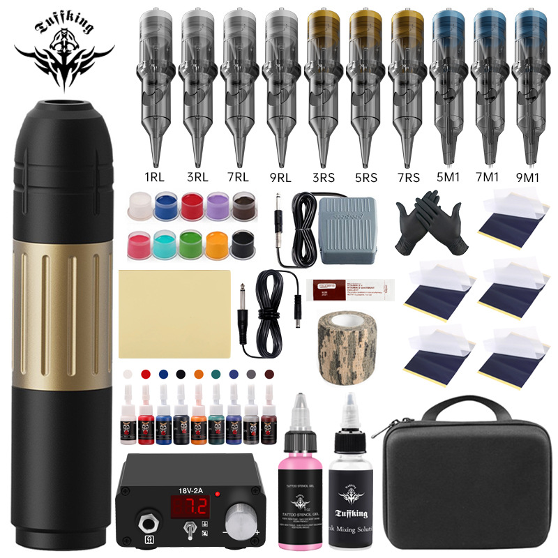 Juego de máquina de tatuaje de batería dual, pluma de tatuaje inalámbrica de alta duración, herramienta de tatuaje, fuente de alimentación de tatuaje portátil, equipo de tatuaje image 13