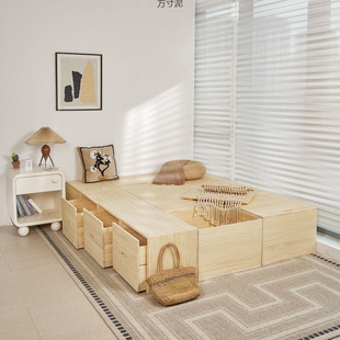 Tatami Wooden Box Bed Solid Wood Storage Cabinet Combination Splicing Bed Rectangular Sitting Storage Box Widened Splicing Cabinet