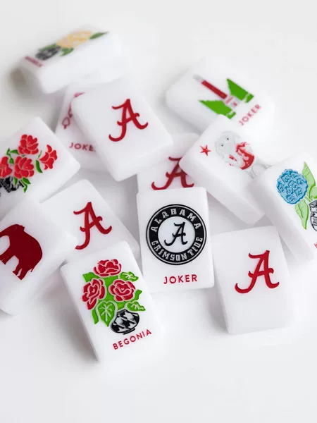 In Stock, Colorful Alabama University Mahjong Tiles, Colorful Acrylic Luxury Modern American-Style Mahjong
