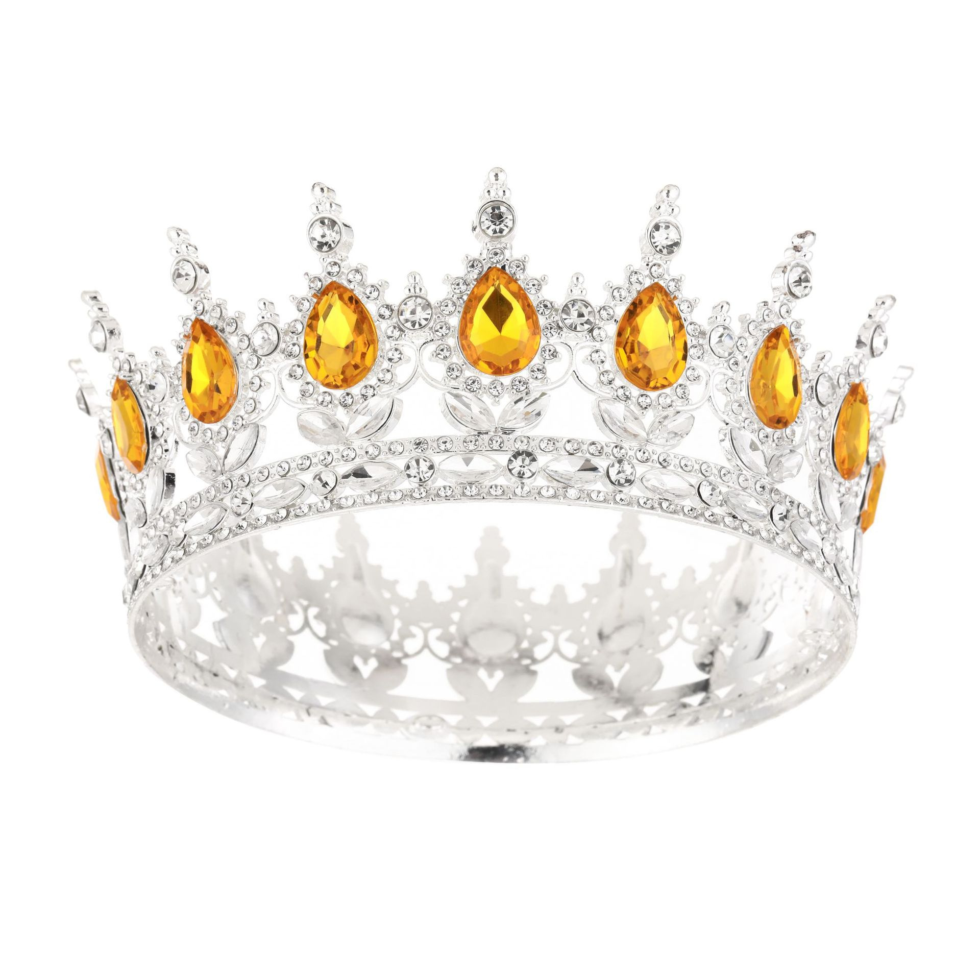 Europa y Estados Unidos cabeza de corona de novia barroca colorida de cristal peinado noble temperamento reina corona de fénix