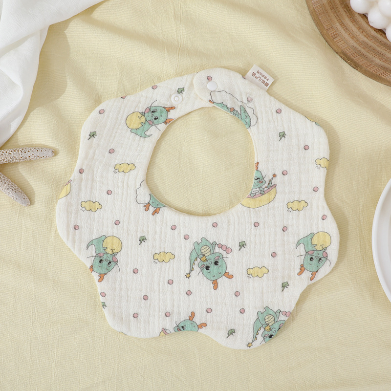 Babero para bebés todos los días Toalla de saliva transpirable de gasa de algodón de seis capas Bebé recién nacido Un babero de pétalos para hombres y mujeres