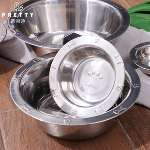 Wide-sided dog bowl 201 stainless steel pet bowl dog bowl drinking water feeding cat dog bowl drinking water pet food utensils wholesale