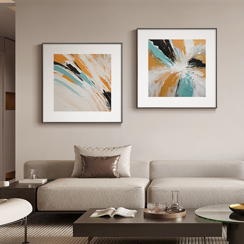 Modern Minimalist Restaurant Decorative Painting Abstract Niche Art Square Living Room Hanging Painting Dining Room Dining Table Background Wall Mural Painting