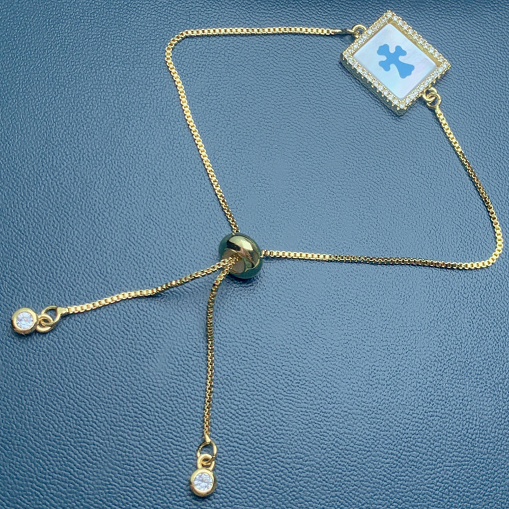 Fashion Cross Copper Inlay Turquoise Shell Zircon Bracelets