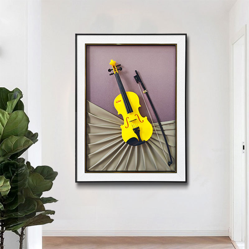 Violín pintura decorativa tridimensional colgando pintura comedor dormitorio música violín arte pintura pasillo sala de estar pintura decorativa