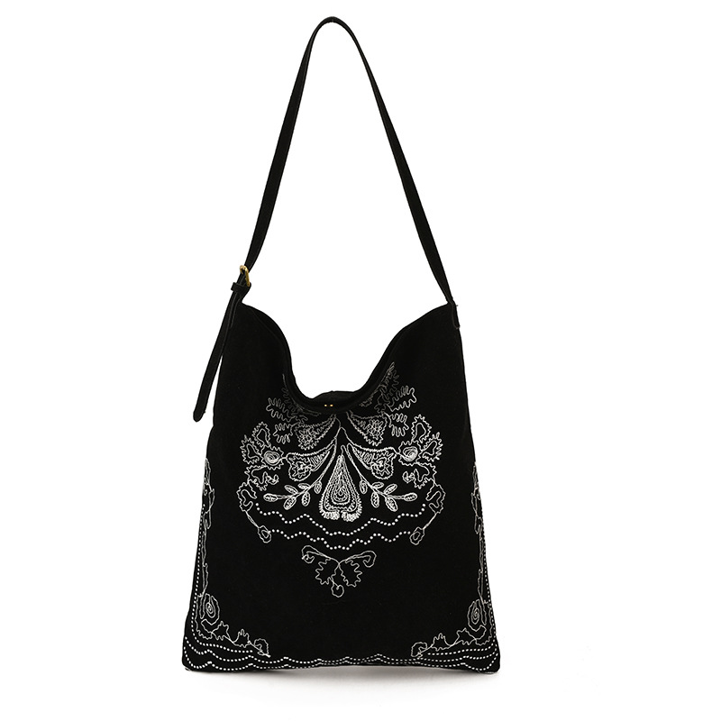 Otoño y invierno mochila de cuero de seda esmerilado bolsas de estilo nacional bordadas bolsas de estilo de mujer gran capacidad relajada sensación de relajación bolsas de hombro