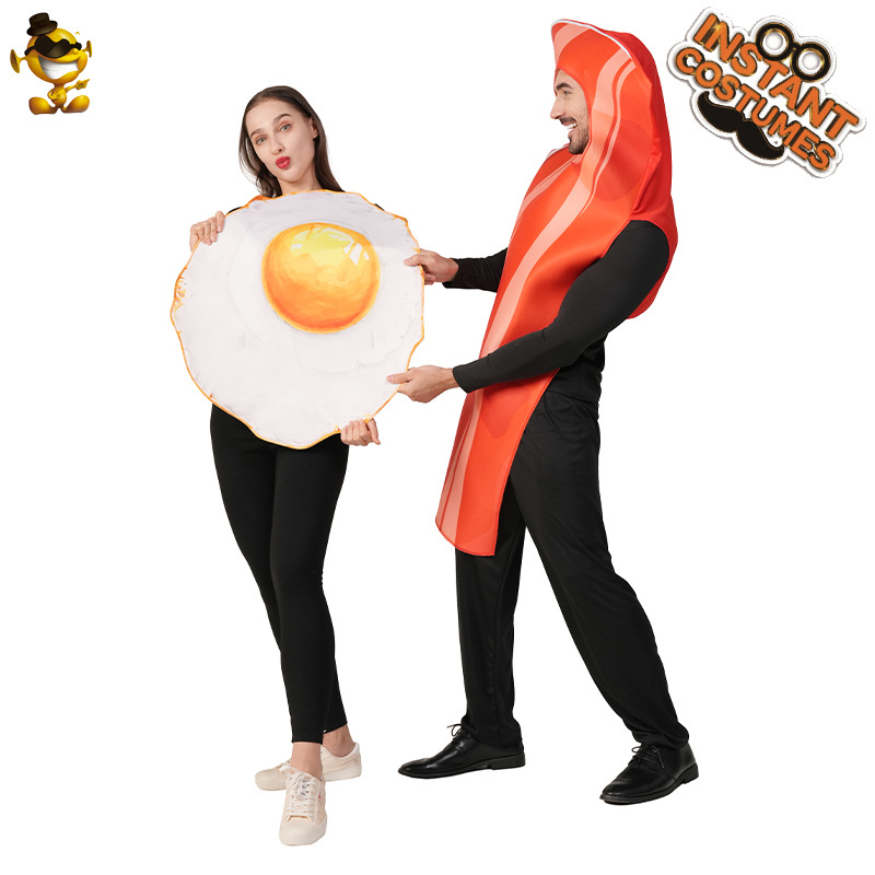 Halloween pareja de adultos huevos fritos tocino ropa de fiesta divertida comida ropa de juego de rol