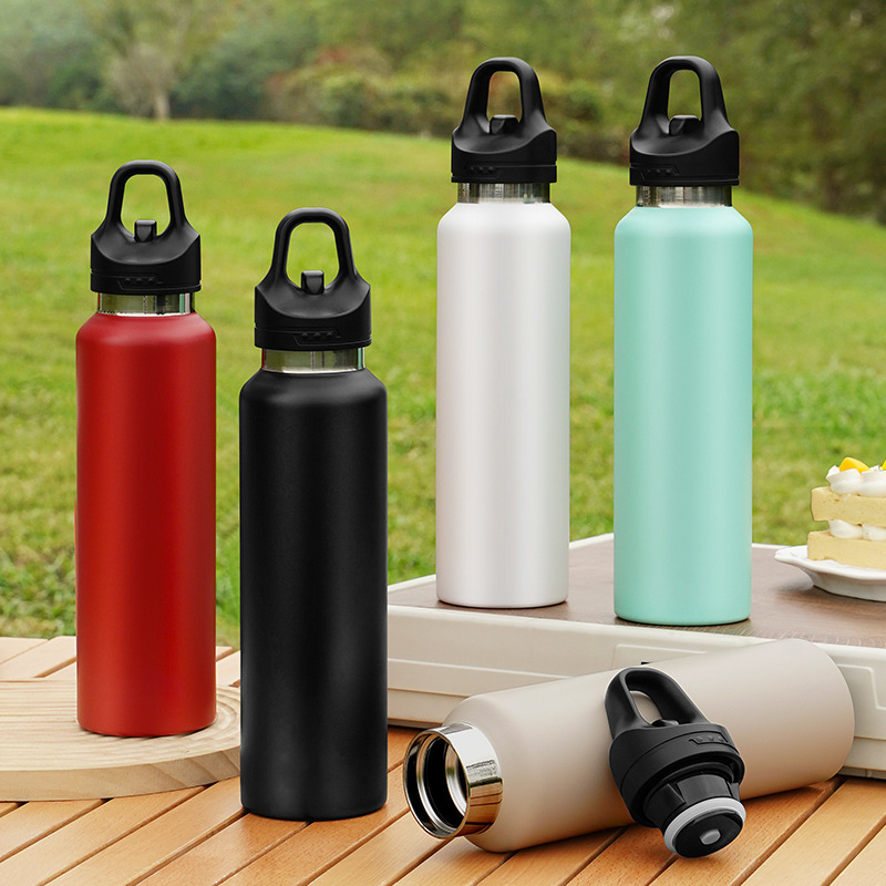 Hervidor deportivo de acero inoxidable 316 Taza de vacío Taza de agua recta con tapa abierta con una mano Taza de boca pequeña portátil para exteriores