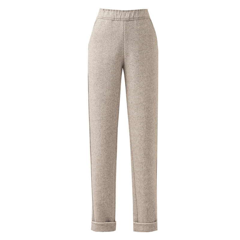 Quần culottes nữ ống rộng cạp cao dáng suông chất len mềm mại — Màu đen