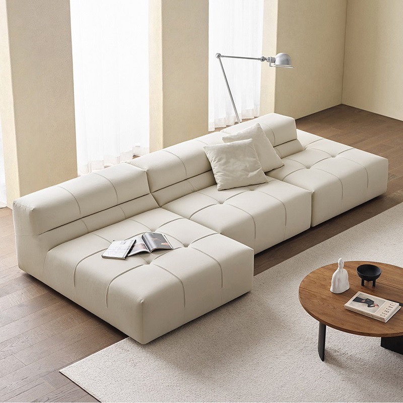 Piji crema estilo de tela sofá combinación italiano minimalista módulo sofá esquina concubina esmerilado tela sofá muebles