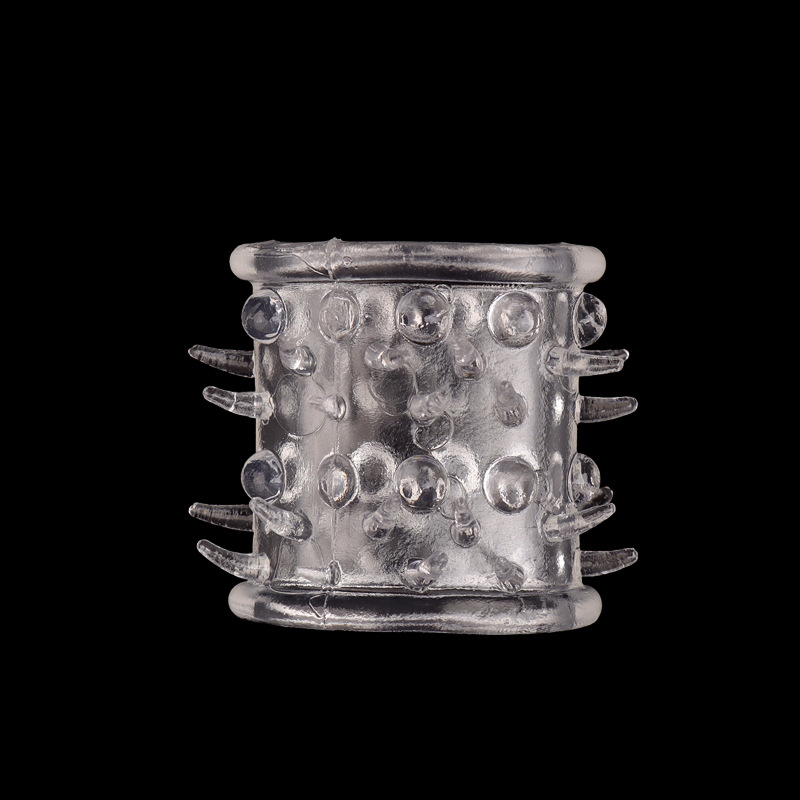 Beaded Non-vibrating Cock Ring, Transparent TPE Wearable Sleeve, Large Size — detail image 5