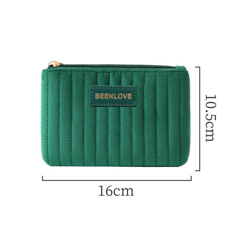 Nuevo paquete de maquillaje de terciopelo holandés transfronterizo de gran capacidad portátil para mujeres de alto valor de cosméticos de cuidado de la piel estriados bolsa de almacenamiento