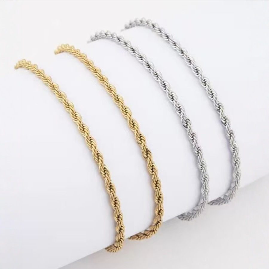 Gouden gedraaide schakelketting voor dames en heren rvs_voghion.com