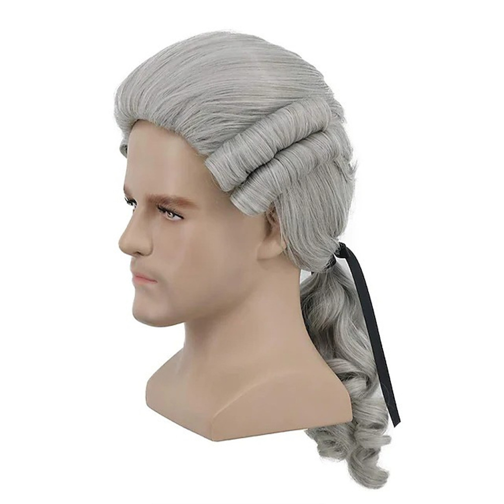 Carnaval divertido caballero americano abogado blanco juez peluca fiesta de baile festivo asesino cos peluca