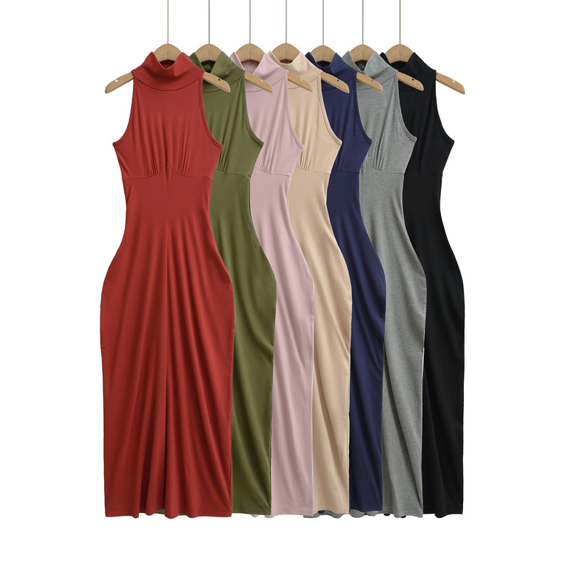 High-End Red Engagement Sleeveless Dress for Women, Chinese-Style Waist-Cinching Half-High Collar, Unique and Distinctive, Full-Length Hip-Hugging Long Dress