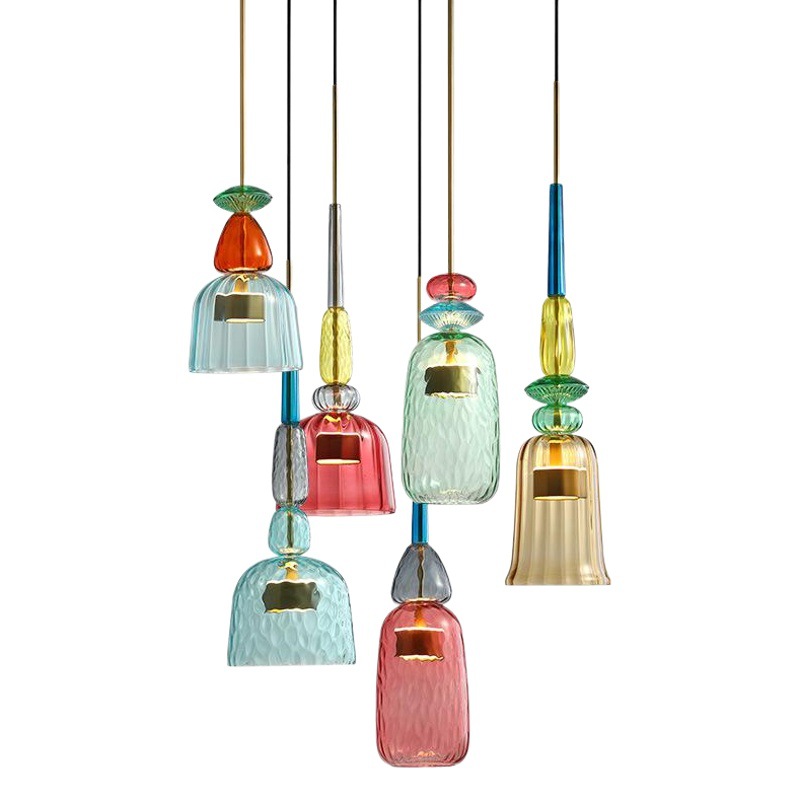 Nórdico creativo post-moderno Luz de lujo Internet celebridad restaurante bar macaron candelabro de cristal decoración al por mayor