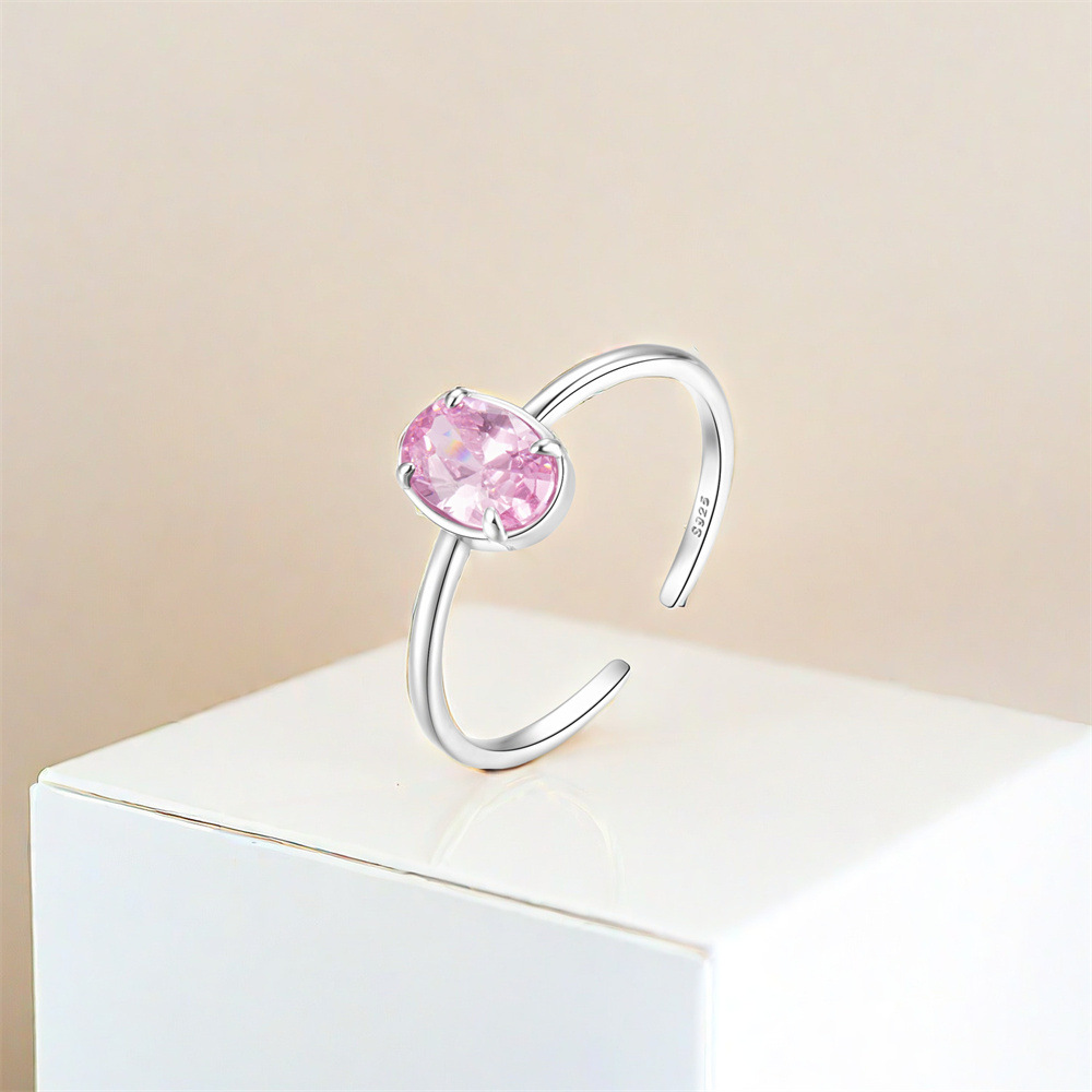 5g Weight Zircon Inlay Material Open Rings Classification Adjustable Ring Size 1 Piece Quantity Holiday, Daily Occasion 925 Sterling Silver Material Geometric Pattern Women's Gender Plating, Inlay Design Sweet Style 925 Sterling Silver Zircon Geometric Open Rings 12