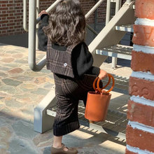 女童套装毛呢小香风背心阔腿裤打底衫25秋冬装新款外贸童装代发