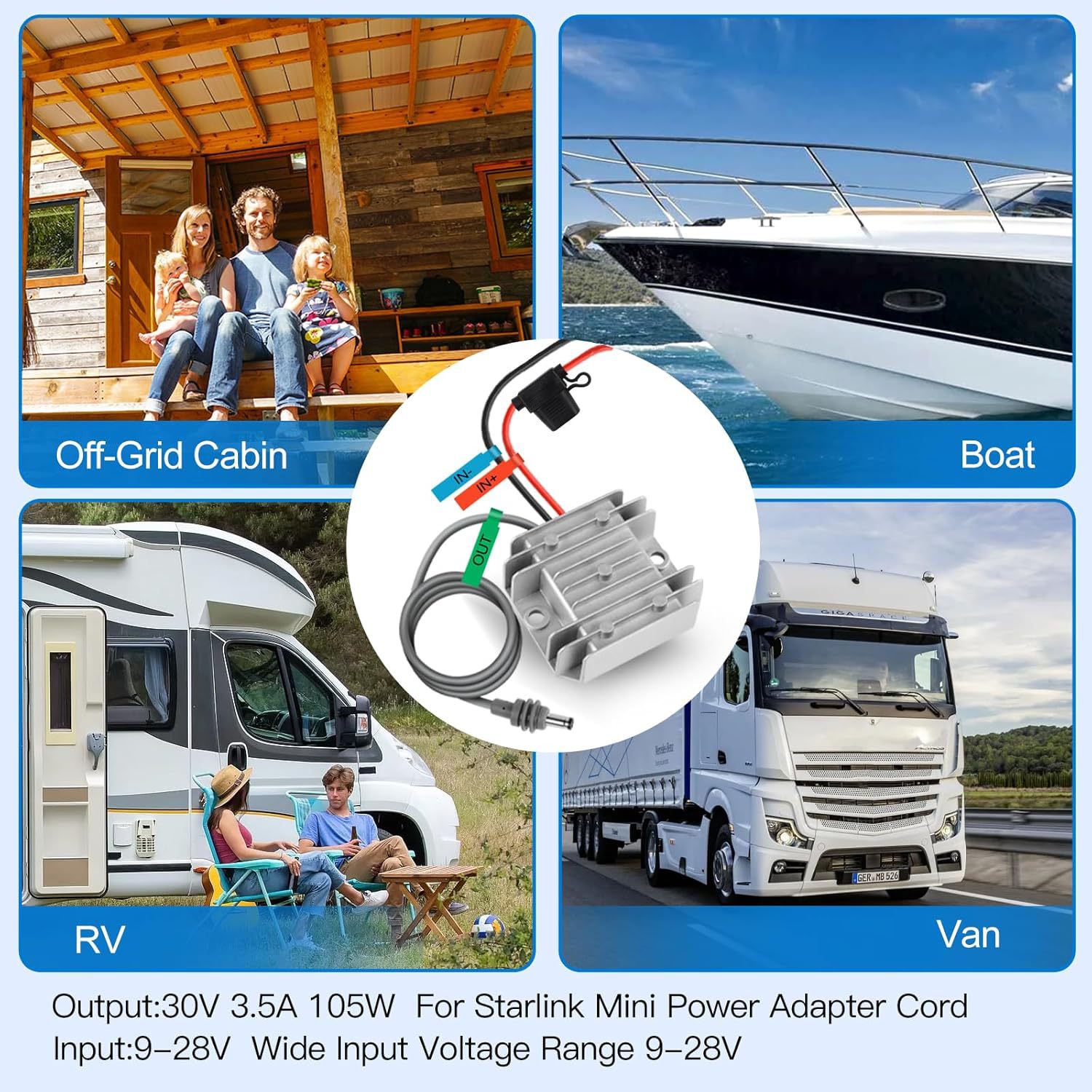 10 - 30V amplificador 48V1.5A convertidor 24V a 48V impermeable DC amplificador RV mini cabeza DC image 5
