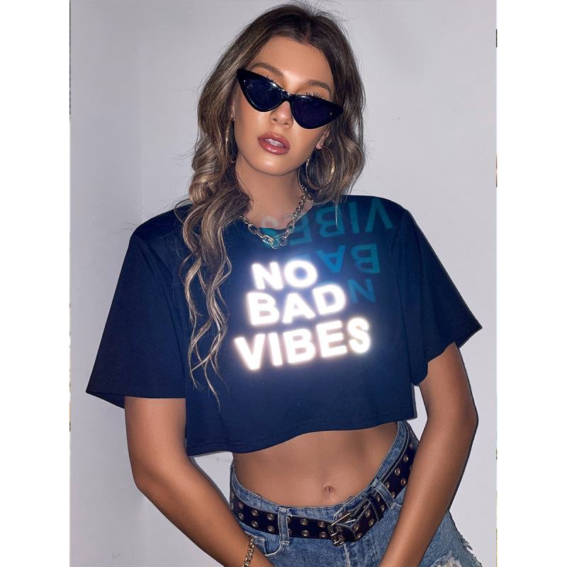 52881# Amazon Cross-border Women's Wear Europe and America INS Leisure Fashion Printing Joker Boyfriend Wind Short T-shirt Tide