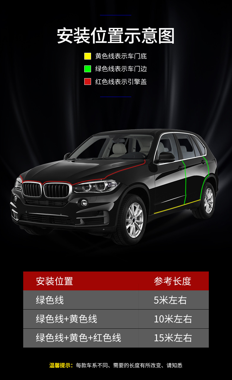 Car door electroplated anti-collision strip 5 meters 10 meters loading door anti-scratch bright surface protection sticker door trim