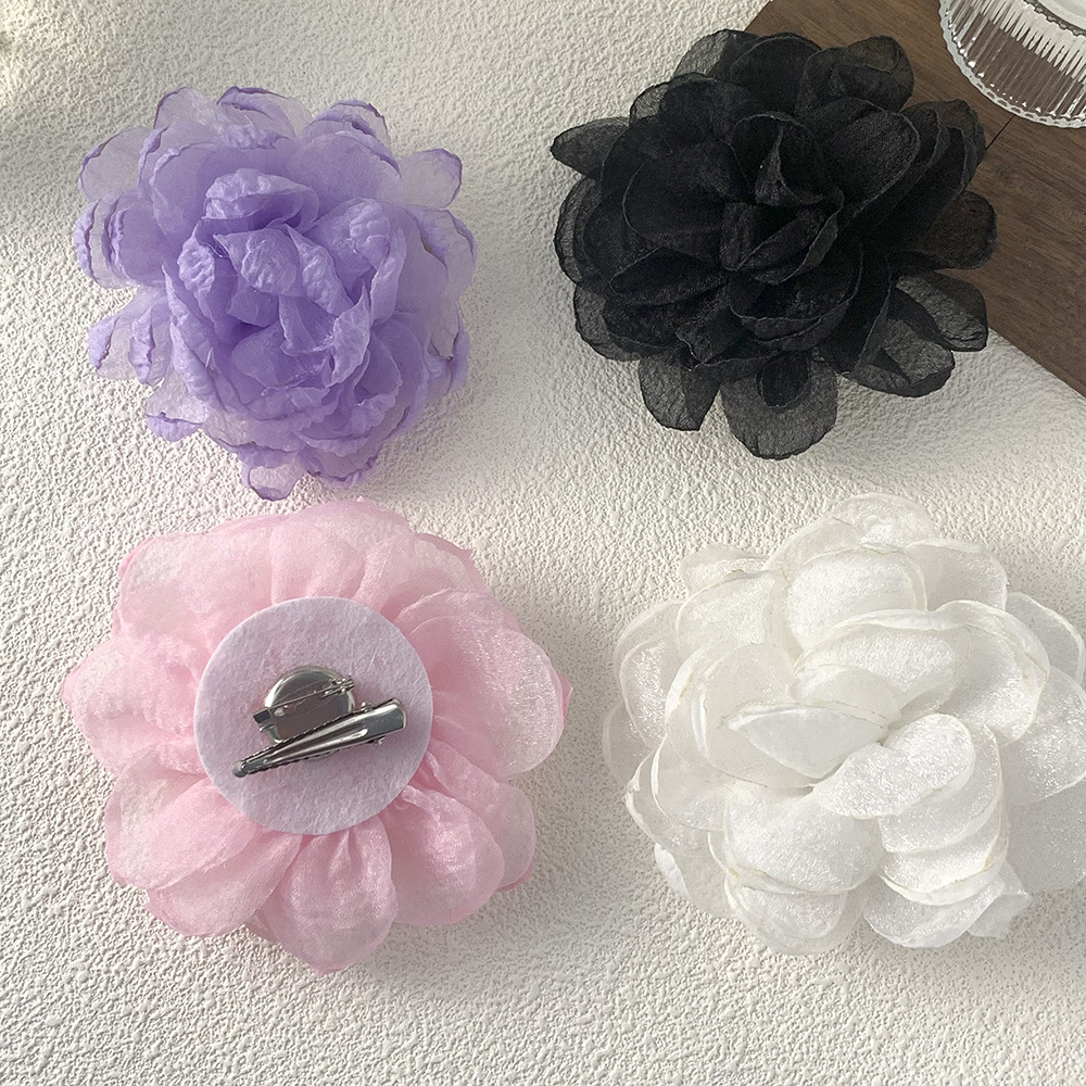 Elegante Mesh Kamelien Brosche Und Haarnadel Als Ansteckblume_voghion.com