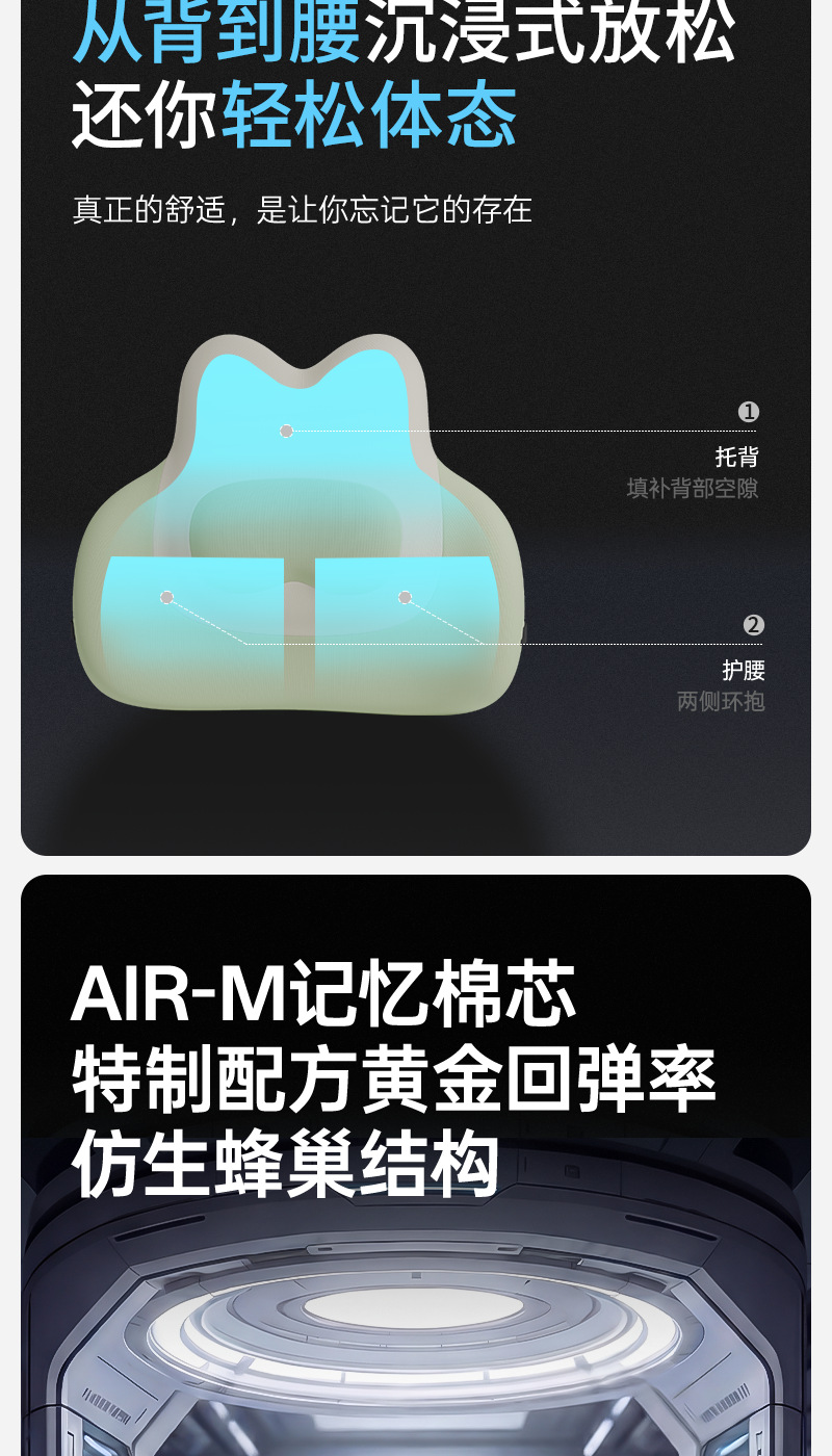 Car Lumbar Support Cushion Memory Foam Car Seat Backrest Cushion for Long Hours of Driving Without Fatigue Factory Cross-Border