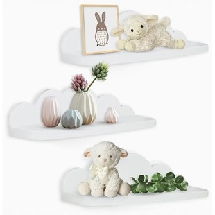 Cross-border Hot Selling Creative Wooden Crafts Cloud Shape Wall Shelf Wooden Wall Hanging Decoration Factory Wholesale