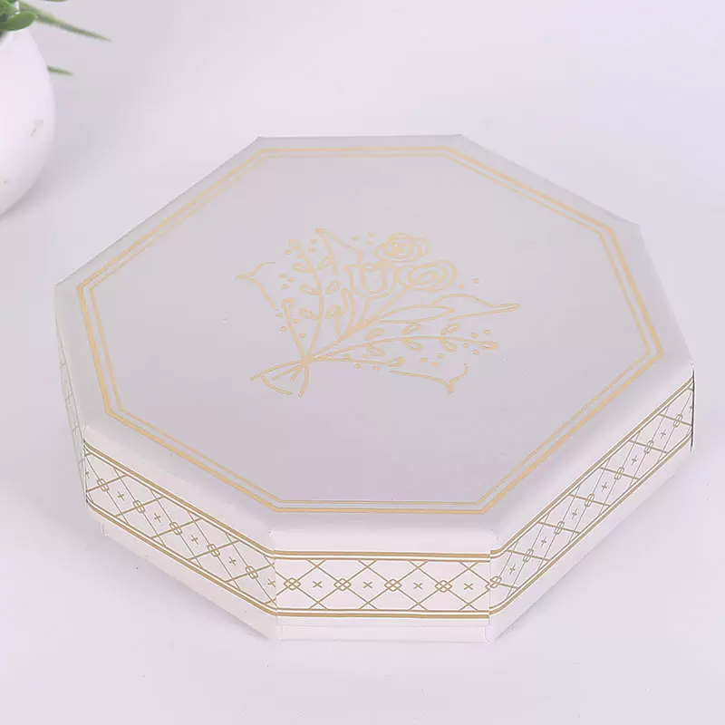 定制口红香水海绵礼盒化妆品盒子唇膏八边形空盒子白色印logo定制