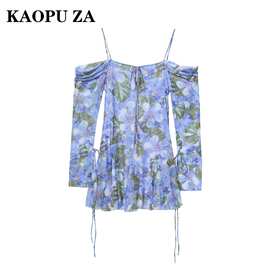 KAOPU ZA 2025欧美风春夏女装印花连衣裙设计感时尚吊带式连衣裙