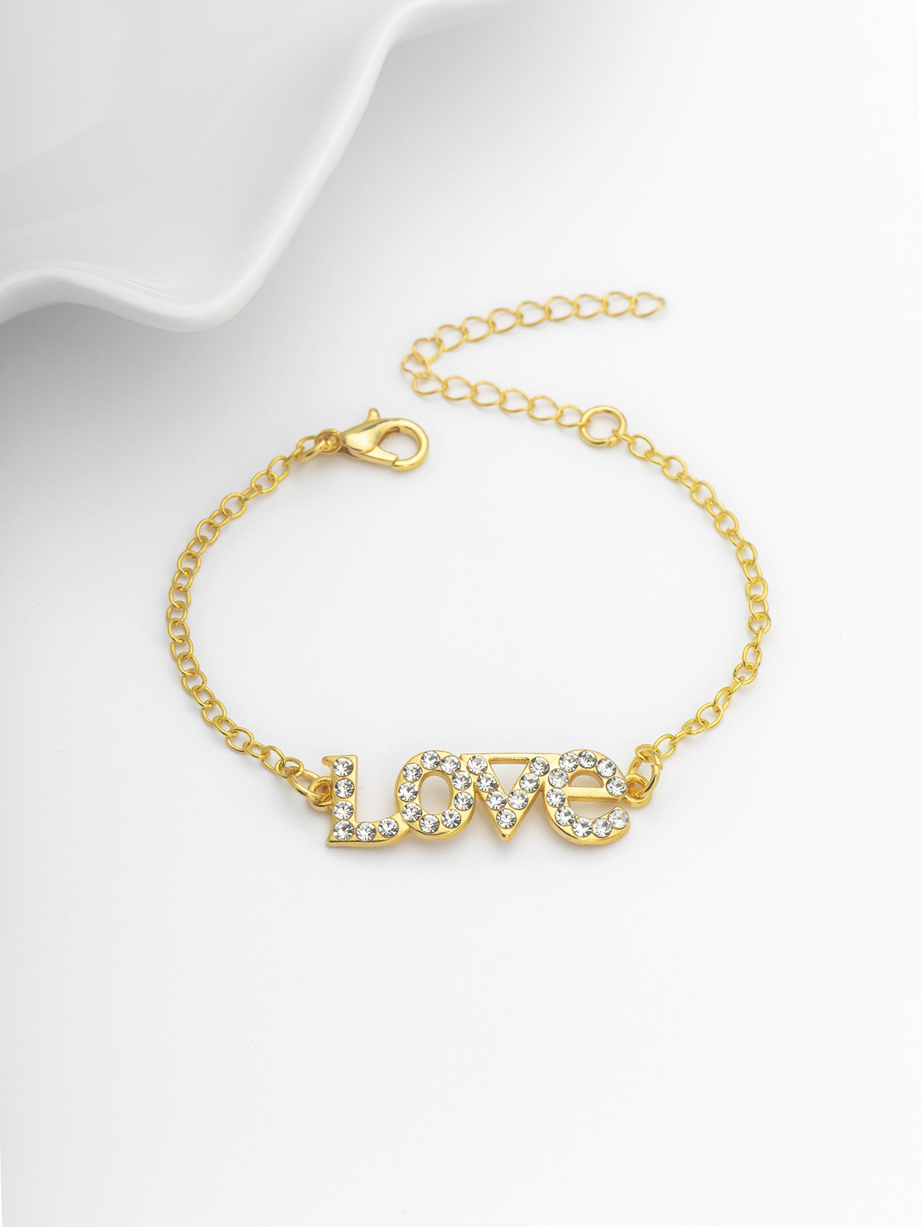 10g Weight Alloy, Rhinestones Pendant Material Rhinestones Inlay Material Bracelets Classification Alloy Chain Material 1 Piece Quantity Holiday, Daily, Street Occasion Alloy Material Letter Pattern Women's Gender Inlay Design Lady Style Lady Letter Rhinestones Alloy Wholesale Bracelets 7