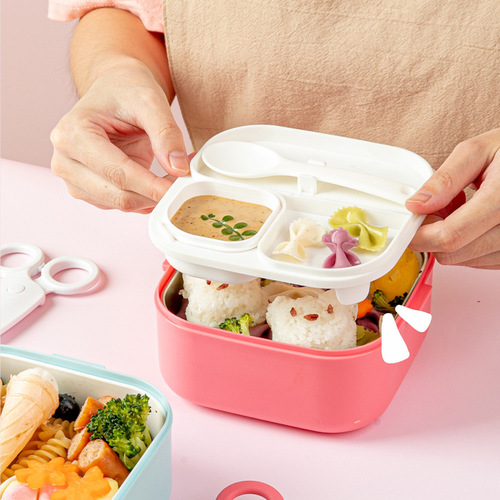 Tidemei's new portable school canteen lunch box with tableware for primary school students 304 stainless steel insulated lunch box plastic