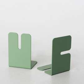 绿色书挡套装Green metal bookend set, Minimalistic book ends