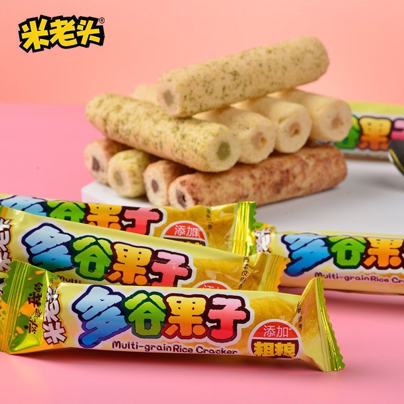 Mi Laotou Multi-Grain Fruit 100g Bagged Crispy Independent Crispy Corn Puff Food Casual Kidsren's Snacks