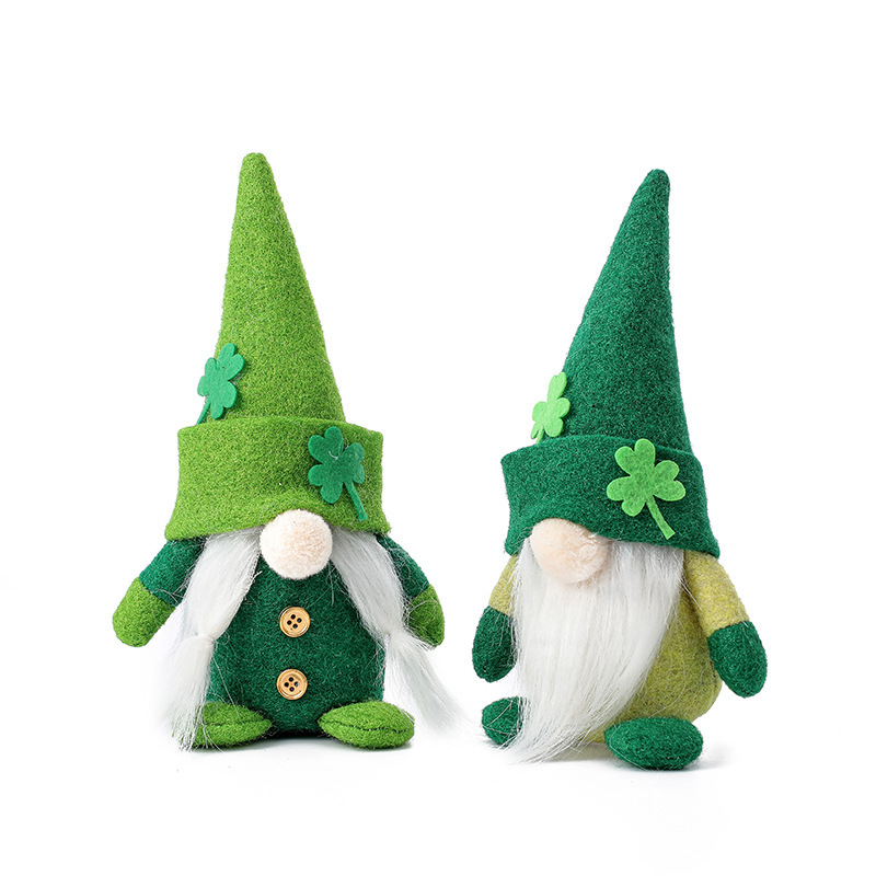 St. Patrick's Day Cute Doll 2022 Irish Green Clover Faceless Doll Party Arrangement Props