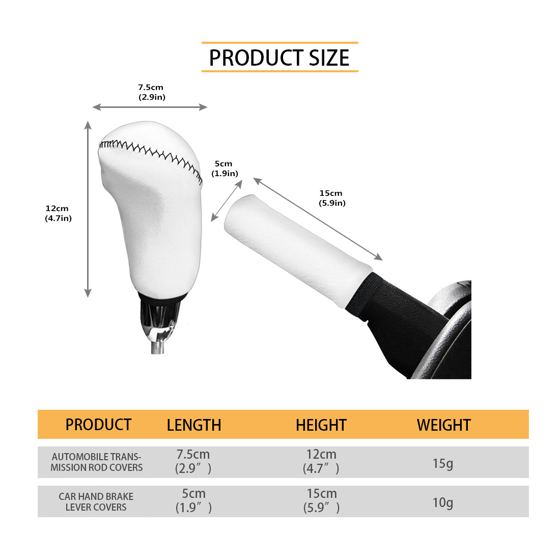 Amazon Car Gear Shift and Handbrake 2-Piece Set Pod Black and White Cow Pattern Universal Car Decoration Accessories Protective Cover
